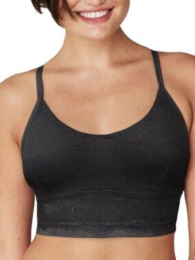 NWT Maidenform All Over Lace Longline Bralette Black Small